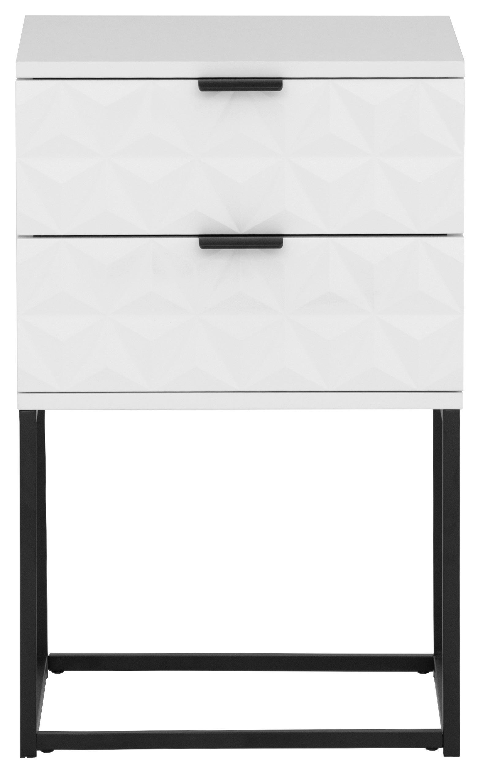 NACHTSCHRANK 42,5/67/38,5 cm  - Schwarz/Weiß, KONVENTIONELL, Holzwerkstoff/Metall (42,5/67/38,5cm) - Boxxx