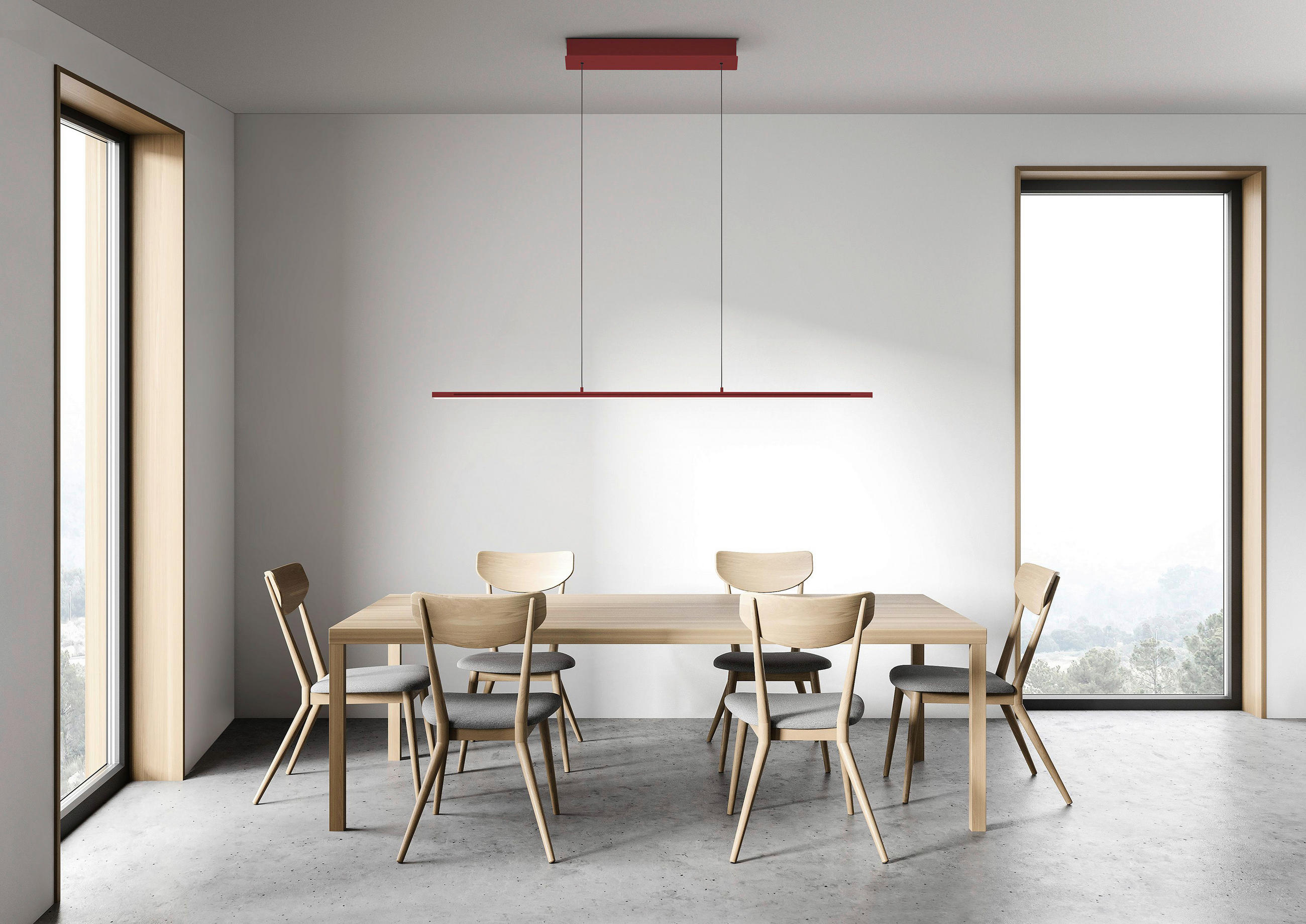 LED-HÄNGELEUCHTE 121/20/150 cm  - Rot, Design, Metall (121/20/150cm) - Hell