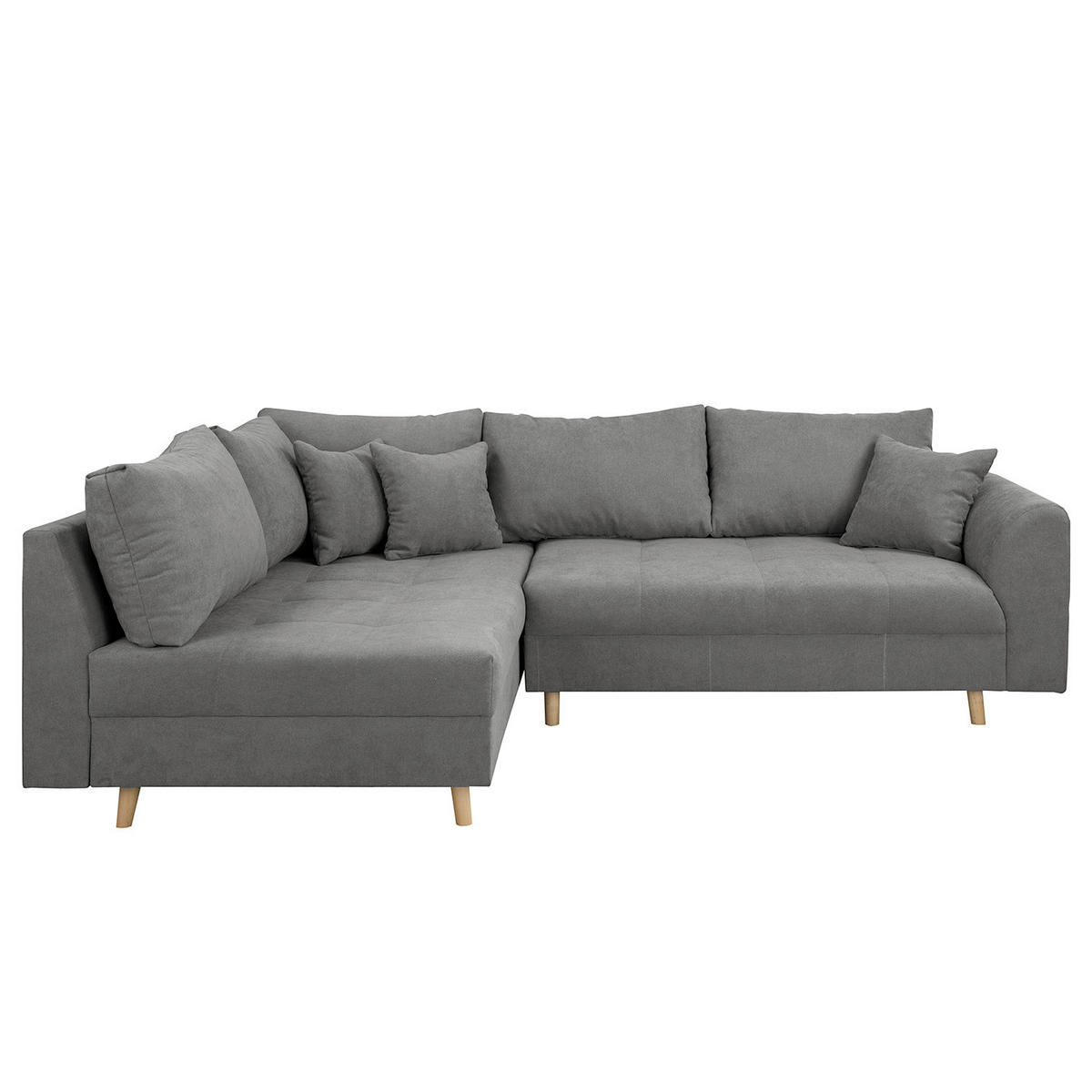 ECKSOFA Ariella Dunkelgrau Mikrofaser Rückenkissen  - Dunkelgrau/Naturfarben, Design, Holz/Textil (161/231cm) - Livetastic