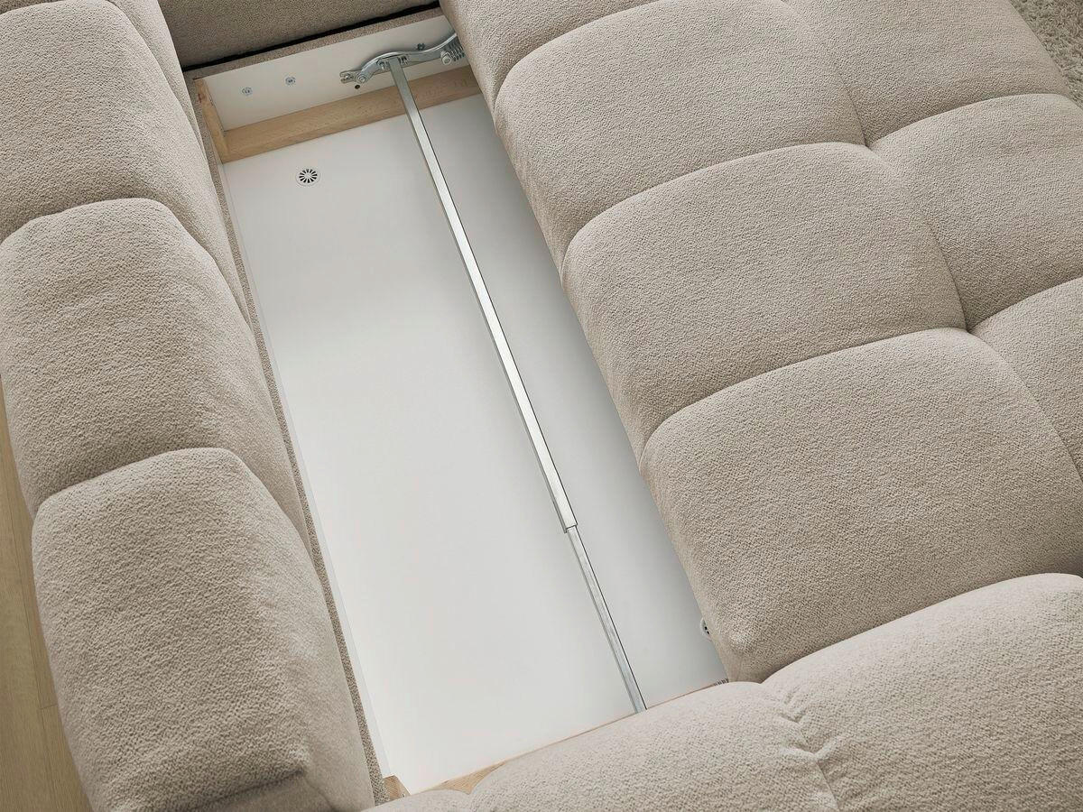 ECKSCHLAFSOFA EVEREST  mit Rücken echt, Armteil links, Armteil rechts Flachgewebe Taupe  - Taupe/Schwarz, MODERN, Kunststoff/Textil (320/212cm)