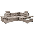 ECKSOFA Creme Mikrovelours  - Creme/Schwarz, KONVENTIONELL, Kunststoff/Textil (265/217cm) - Carryhome