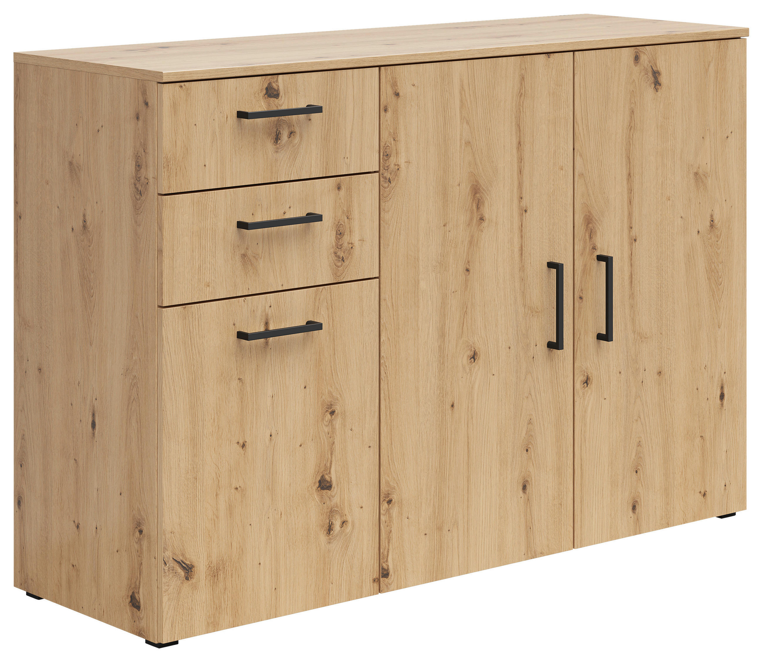KOMODA, dub artisan, 120/83/40 cm - čierna/antracitová, Modern, kompozitné drevo/plast (120/83/40cm) - Carryhome