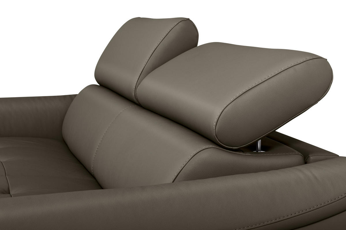 SCHLAFSOFA Lederlook Schlammfarben Lederauswahl, Bettfunktion erhältlich, Rücken echt  - Schlammfarben, Design, Leder/Textil (203/77-98/103cm) - MID.YOU