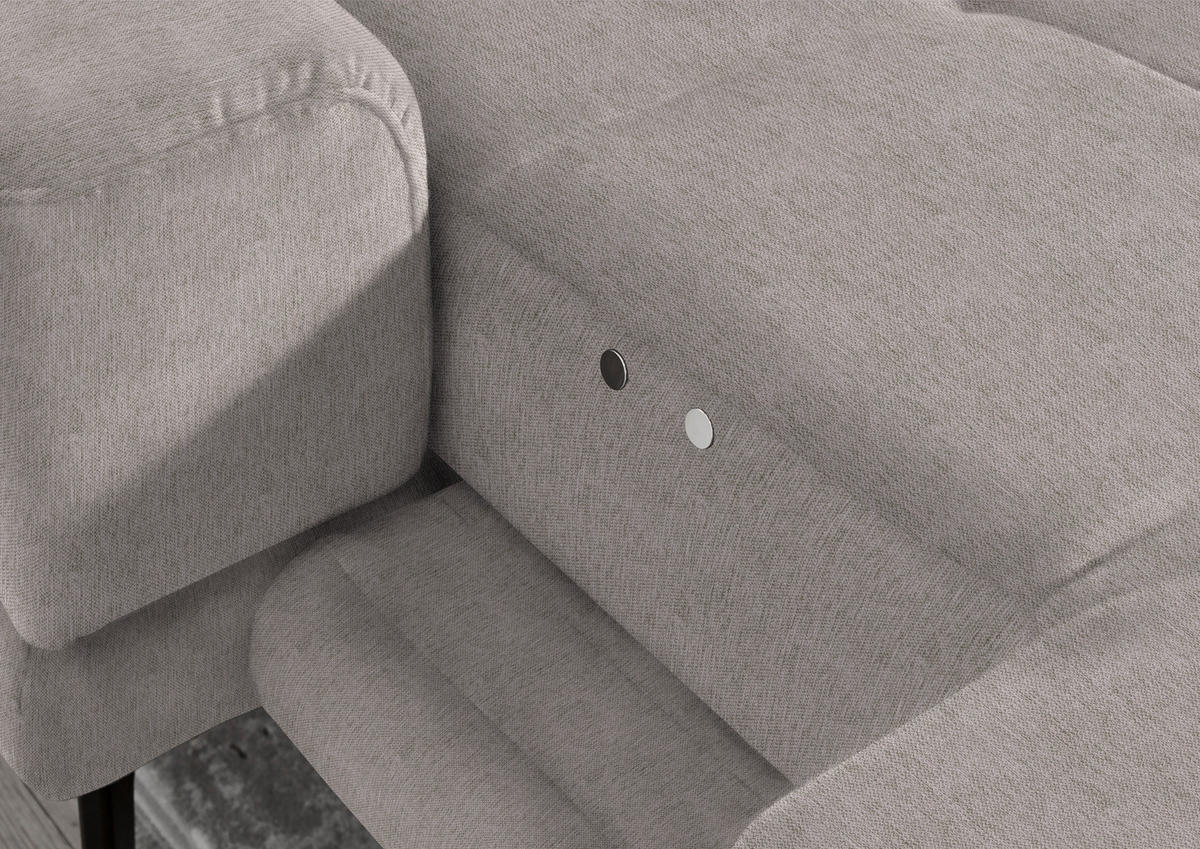 ECKSOFA in Flachgewebe Greige  - Greige/Schwarz, Design, Textil/Metall (190/309cm) - Beldomo Style