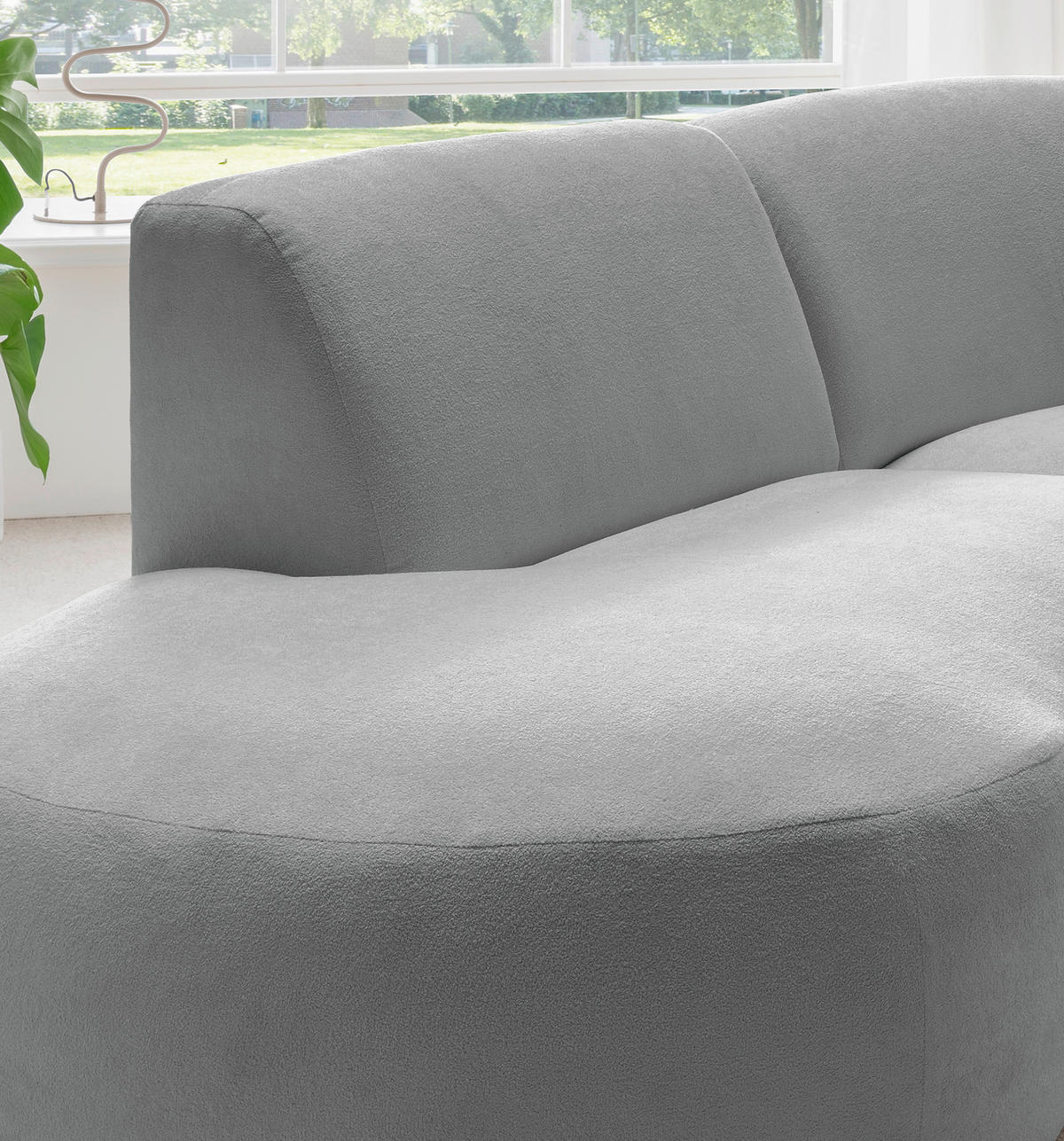 ECKSOFA in Mikrofaser Silberfarben  - Silberfarben/Schwarz, Modern, Kunststoff/Textil (182/276cm) - Livetastic