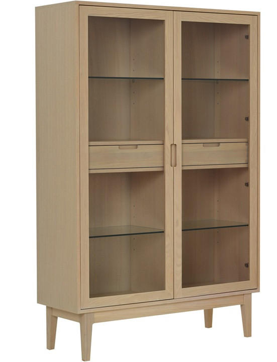 VITRINSKÅP  i faner, delar i massivt trä ek ek Bianco  - ek Bianco, Design, trä/glas (120/180,5/40cm) - Best Price