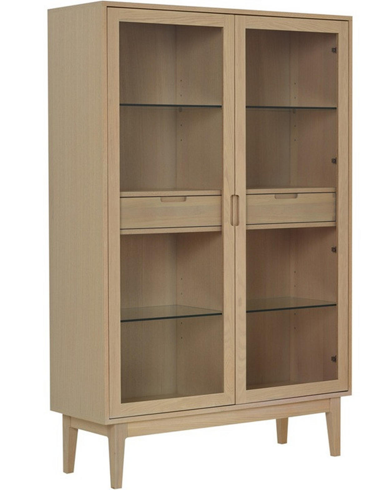 VITRINSKÅP  i faner, delar i massivt trä ek ek Bianco  - ek Bianco, Design, trä/glas (120/180,5/40cm) - Best Price