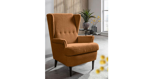 OHRENSESSEL Flachgewebe Rostfarben  - Rostfarben/Dunkelbraun, Design, Holz/Textil (72/104/85cm) - Carryhome