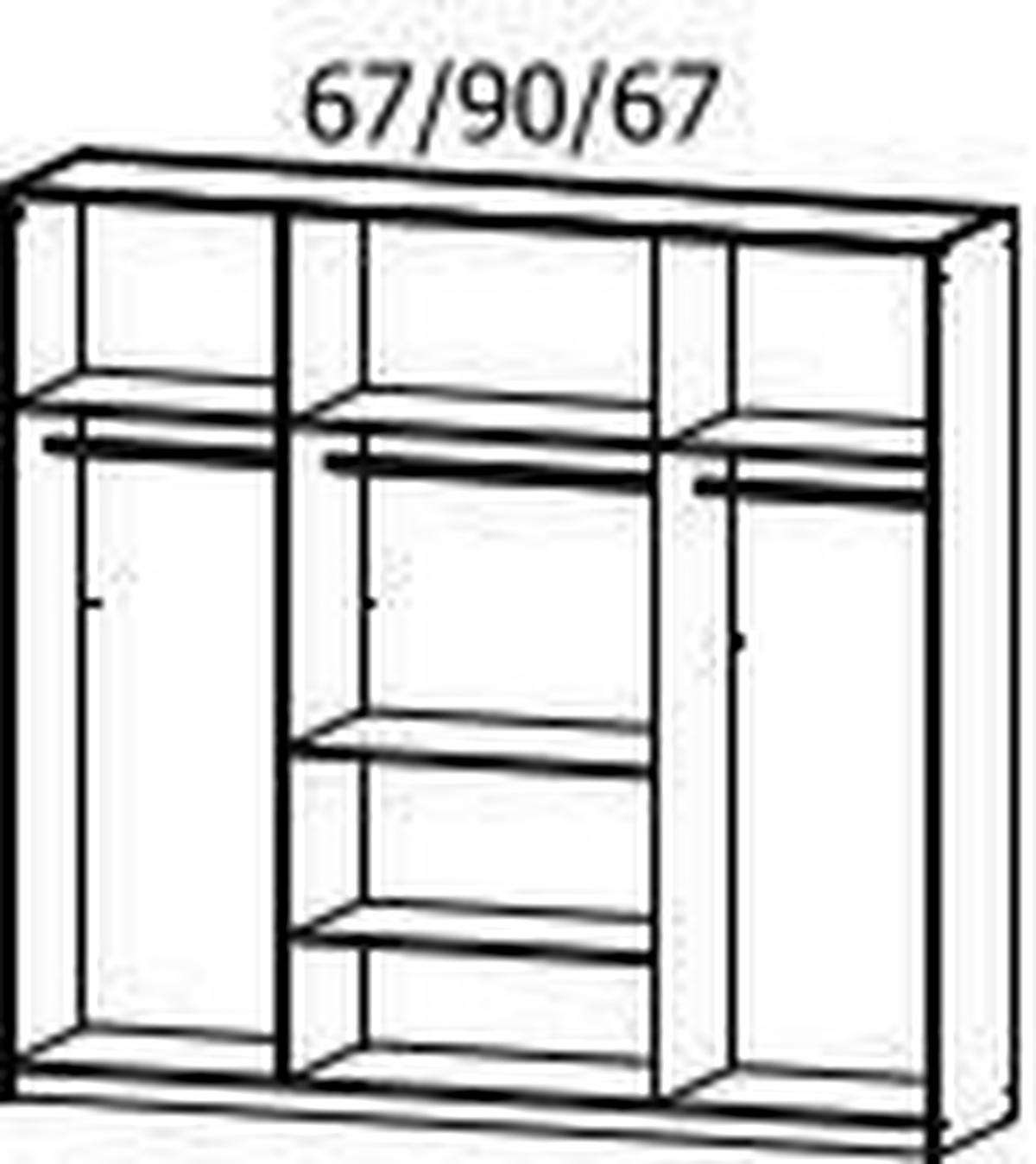 DREHTÜRENSCHRANK in Silberfarben, Dunkelgrau, Eiche Artisan  - Dunkelgrau/Silberfarben, Modern, Glas/Holzwerkstoff (226/210/57cm) - Rauch Möbel
