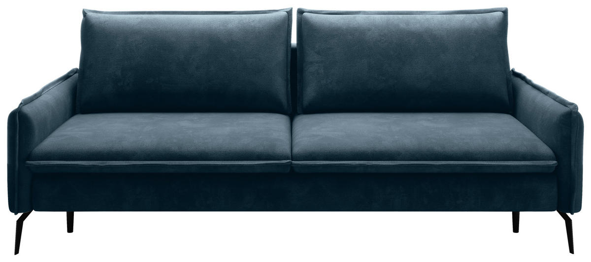 SCHLAFSOFA Chenille Blau  - Blau/Schwarz, KONVENTIONELL, Textil/Metall (223/89/107cm) - Carryhome