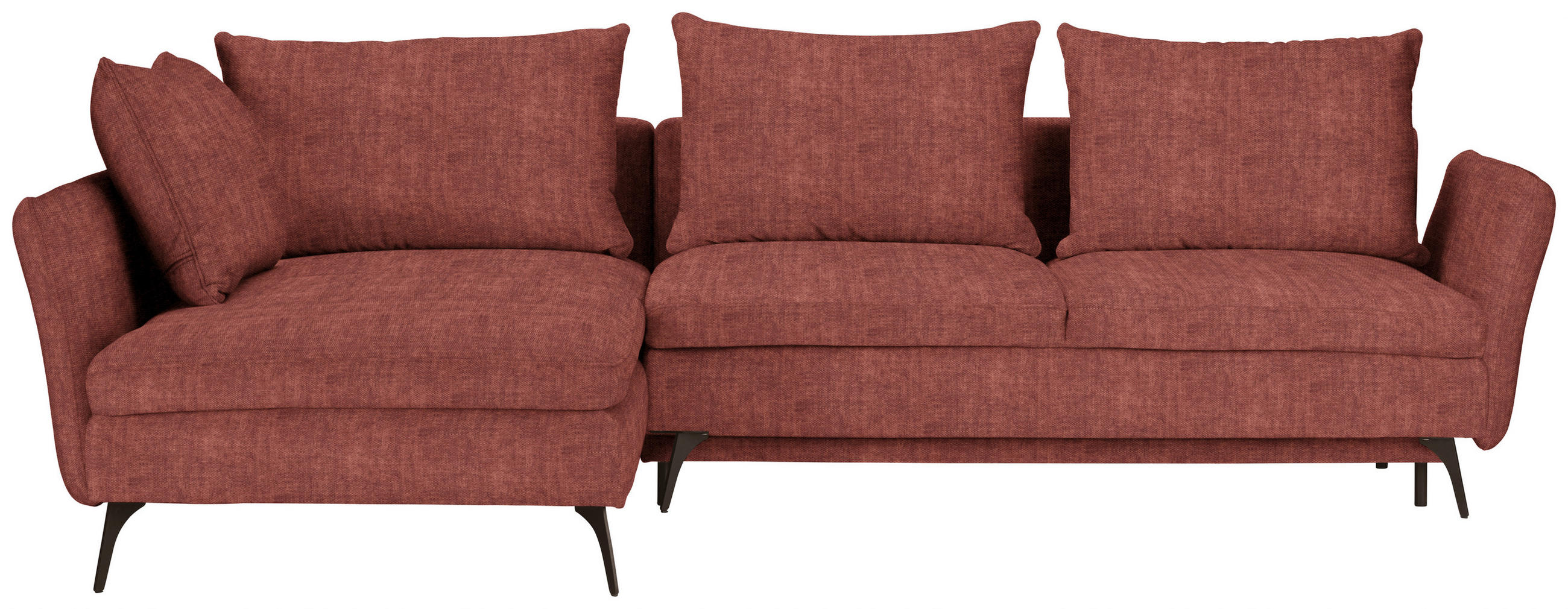 ECKSOFA Rostfarben Webstoff  - Rostfarben/Schwarz, Design, Textil/Metall (182/280cm)