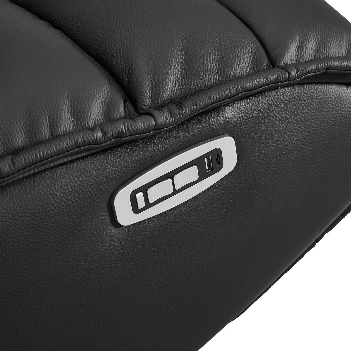 RELAXSESSEL Lederlook Echtleder Relaxfunktion, Fußteilverstellung, Nackenkissen    - Schwarz, Design, Leder/Textil (68/108/84cm) - Stylife