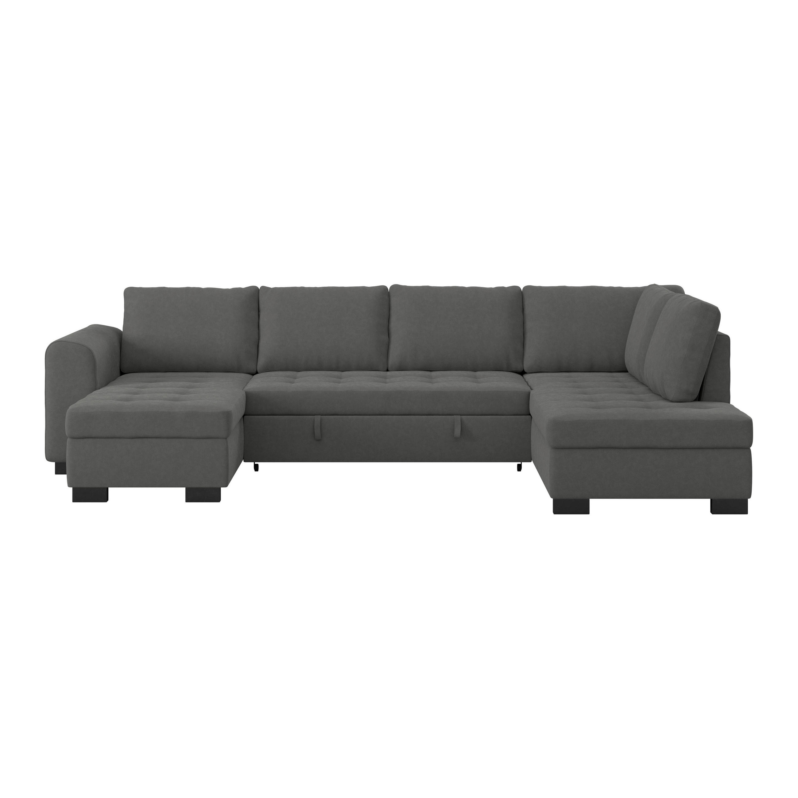 WOHNLANDSCHAFT Anthrazit Mikrofaser  - Anthrazit/Schwarz, MODERN, Kunststoff/Textil (155/305/178cm) - P & B