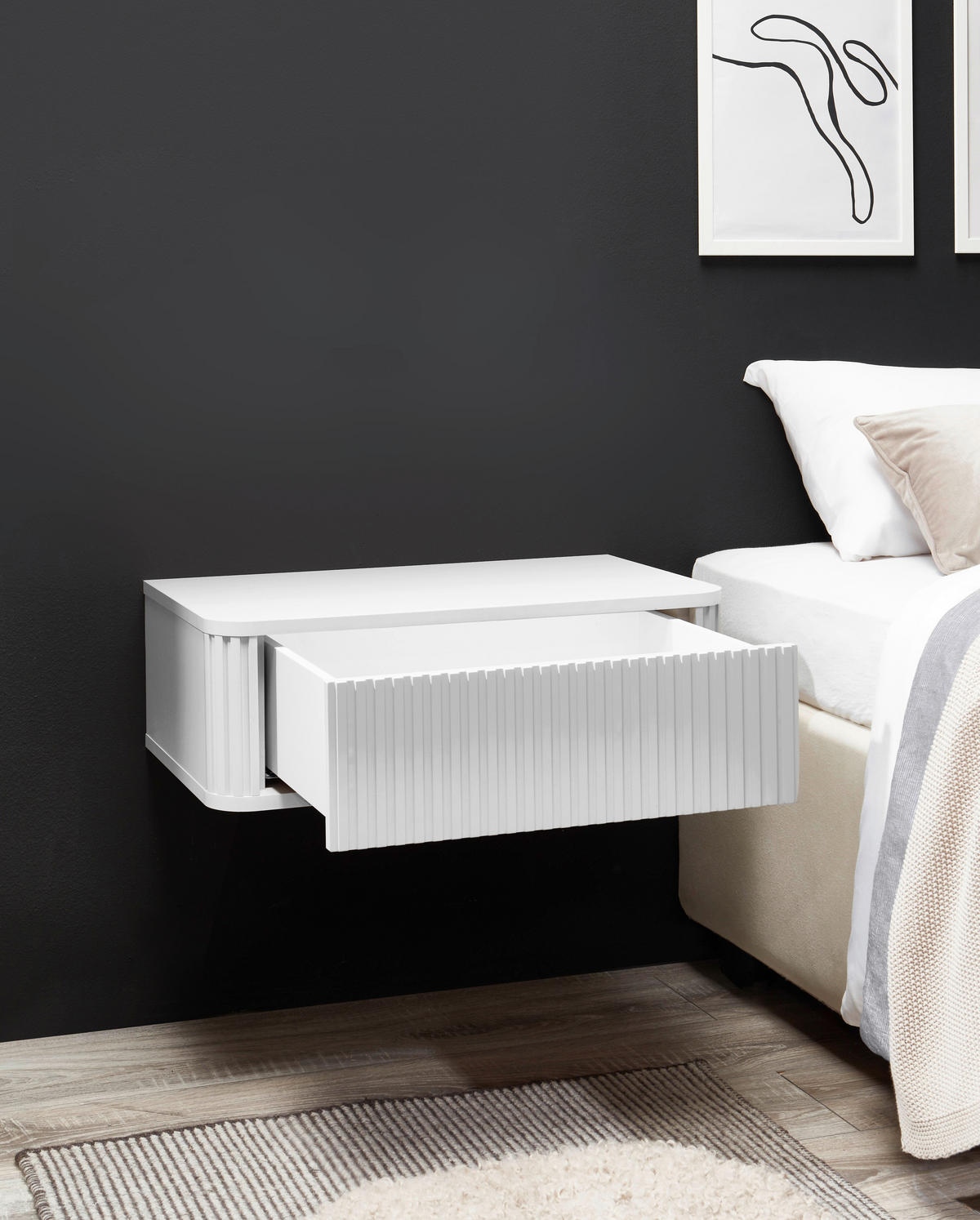 NACHTSCHRANK 63/21/38 cm  - Weiß, KONVENTIONELL, Holzwerkstoff (63/21/38cm) - Chameo