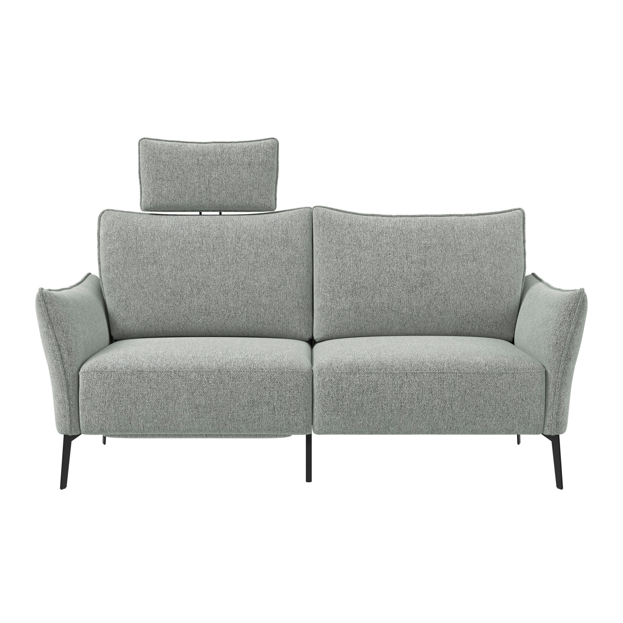 3-SITZER-SOFA Chenille Hellgrau  - Hellgrau/Schwarz, Konventionell, Textil/Metall (184/90/92cm) - Elegando