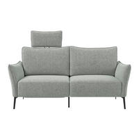 3-SITZER-SOFA Chenille Hellgrau  - Hellgrau/Schwarz, Konventionell, Textil/Metall (184/90/92cm) - Elegando