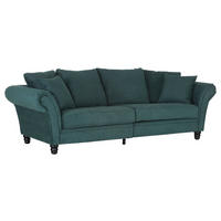 BIGSOFA in Flachgewebe Grün  - Dunkelbraun/Grün, Konventionell, Holz/Textil (270/80/110cm) - Livetastic
