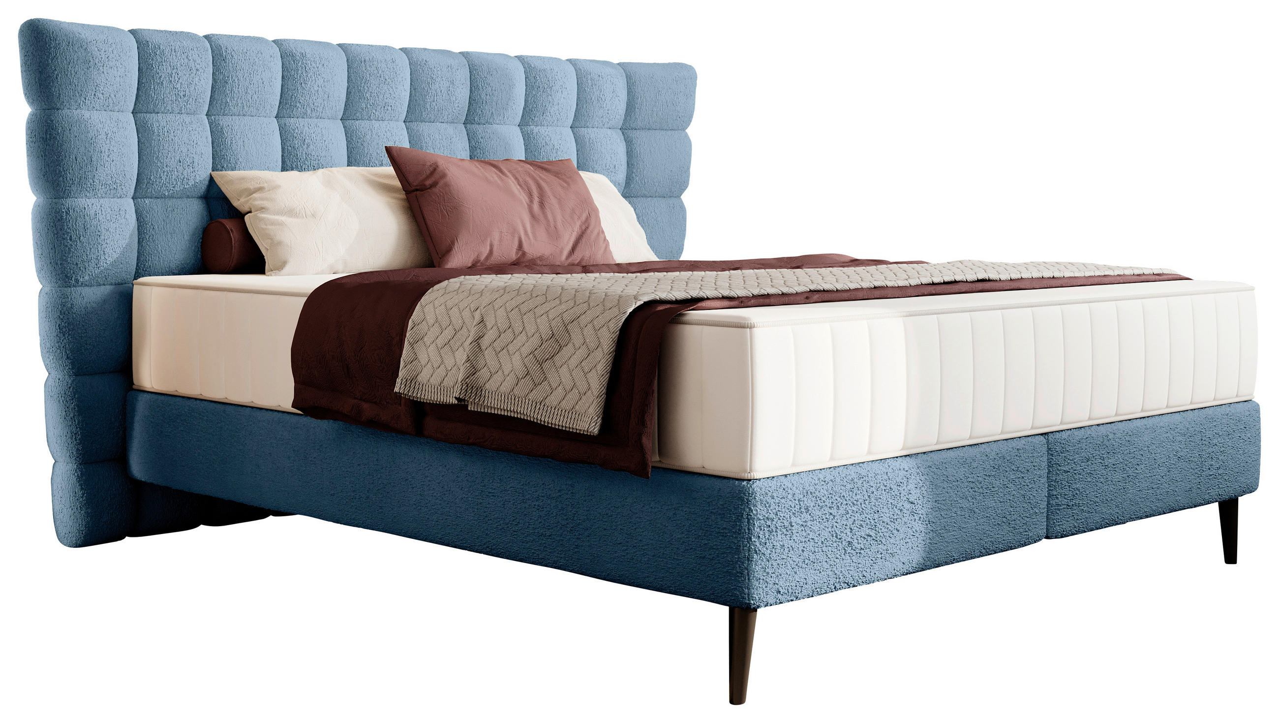 BOXSPRINGBETT 180/200 cm  in Blau  - Blau/Schwarz, Design, Holz/Holzwerkstoff (180/200cm) - home24
