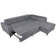 ECKSOFA Dunkelgrau Velours  - Dunkelgrau/Schwarz, KONVENTIONELL, Textil/Metall (255/217cm) - Carryhome