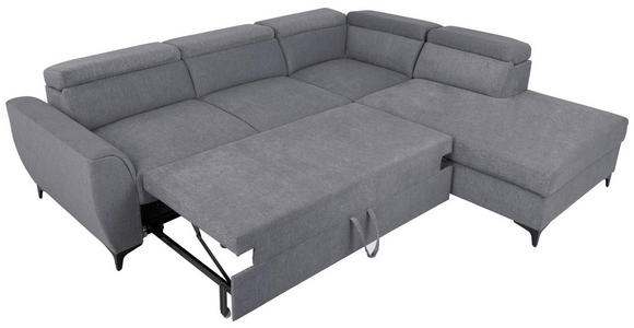 ECKSOFA Dunkelgrau Velours  - Dunkelgrau/Schwarz, KONVENTIONELL, Textil/Metall (255/217cm) - Carryhome