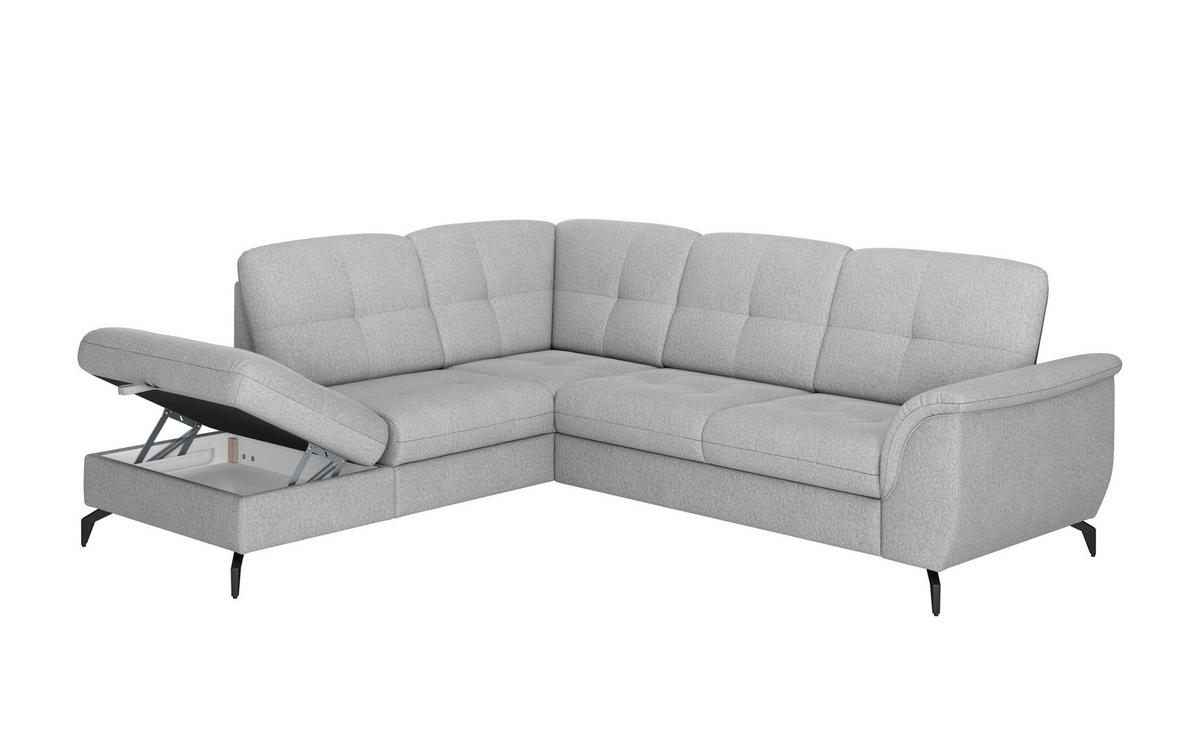 ECKSOFA ZORA E Grau Flachgewebe  - Schwarz/Grau, MODERN, Textil/Metall (212/244cm) - Sit & More