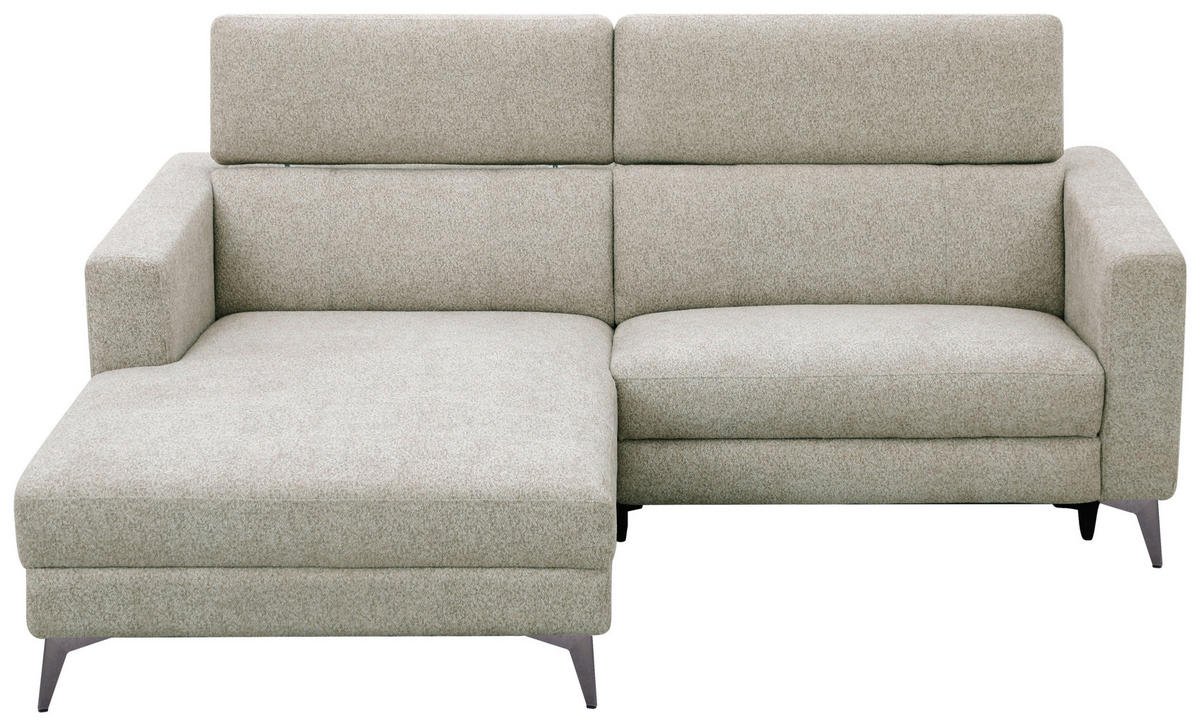 ECKSOFA Beigebraun Chenille  - Chromfarben/Beigebraun, Design, Textil/Metall (173/218cm) - Carryhome