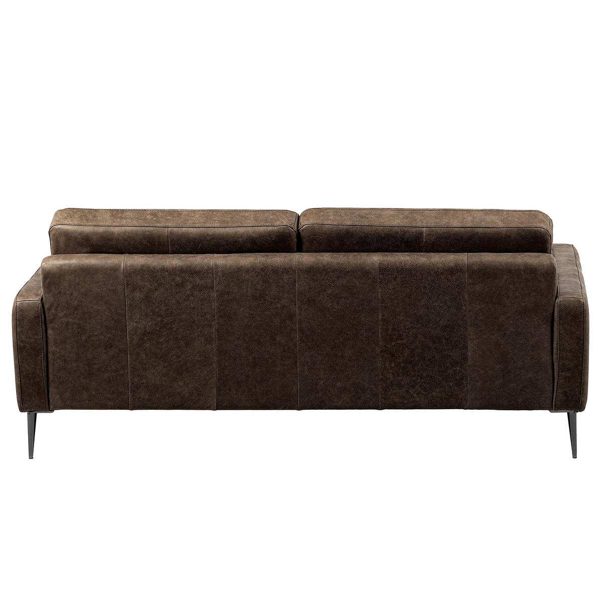 3-SITZER-SOFA SPRING in Lederlook Echtleder Dunkelbraun  - Dunkelbraun/Schwarzchrom, Design, Leder/Textil (187/85/92cm) - Livetastic