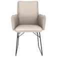 ARMLEHNSTUHL  in Stahl Mikrofaser  - Creme/Schwarz, Design, Textil/Metall (61/91/60cm) - Dieter Knoll