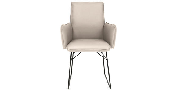 ARMLEHNSTUHL  in Stahl Mikrofaser  - Creme/Schwarz, Design, Textil/Metall (61/91/60cm) - Dieter Knoll