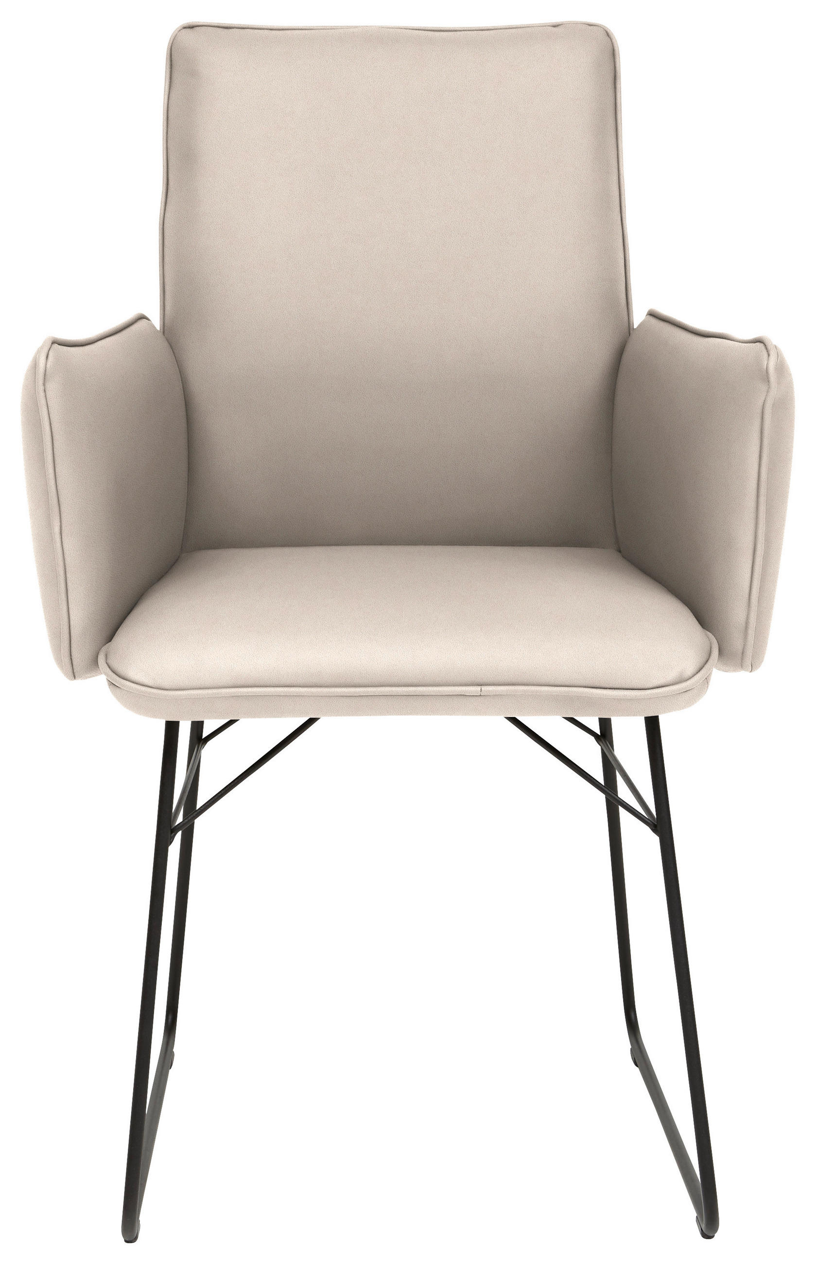 ARMLEHNSTUHL  in Stahl Mikrofaser  - Creme/Schwarz, Design, Textil/Metall (61/91/60cm) - Dieter Knoll