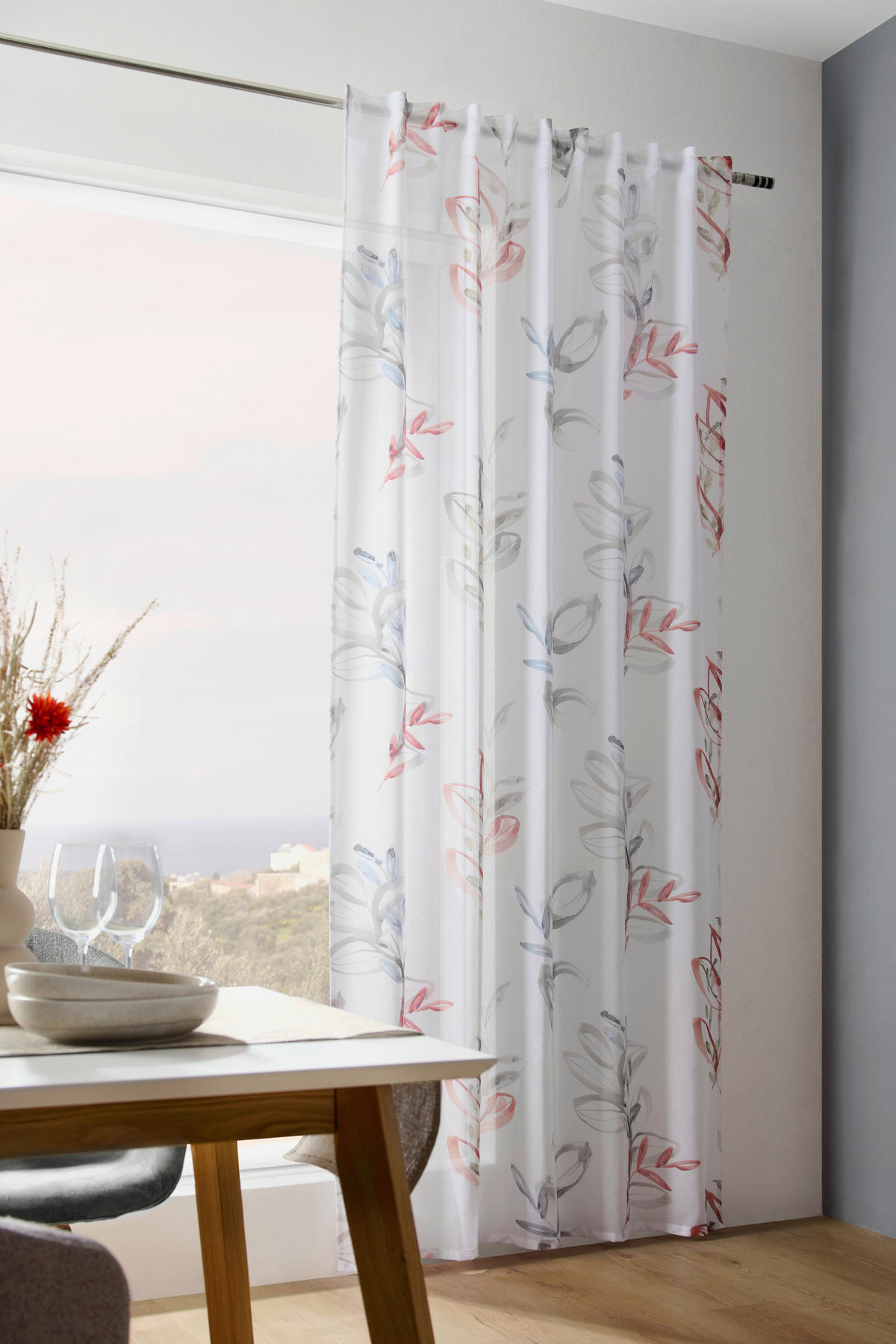 HOTOVÝ ZÁVES, polopriehľadné, 140/245 cm - terakota, Design, textil (140/245cm) - Esposa