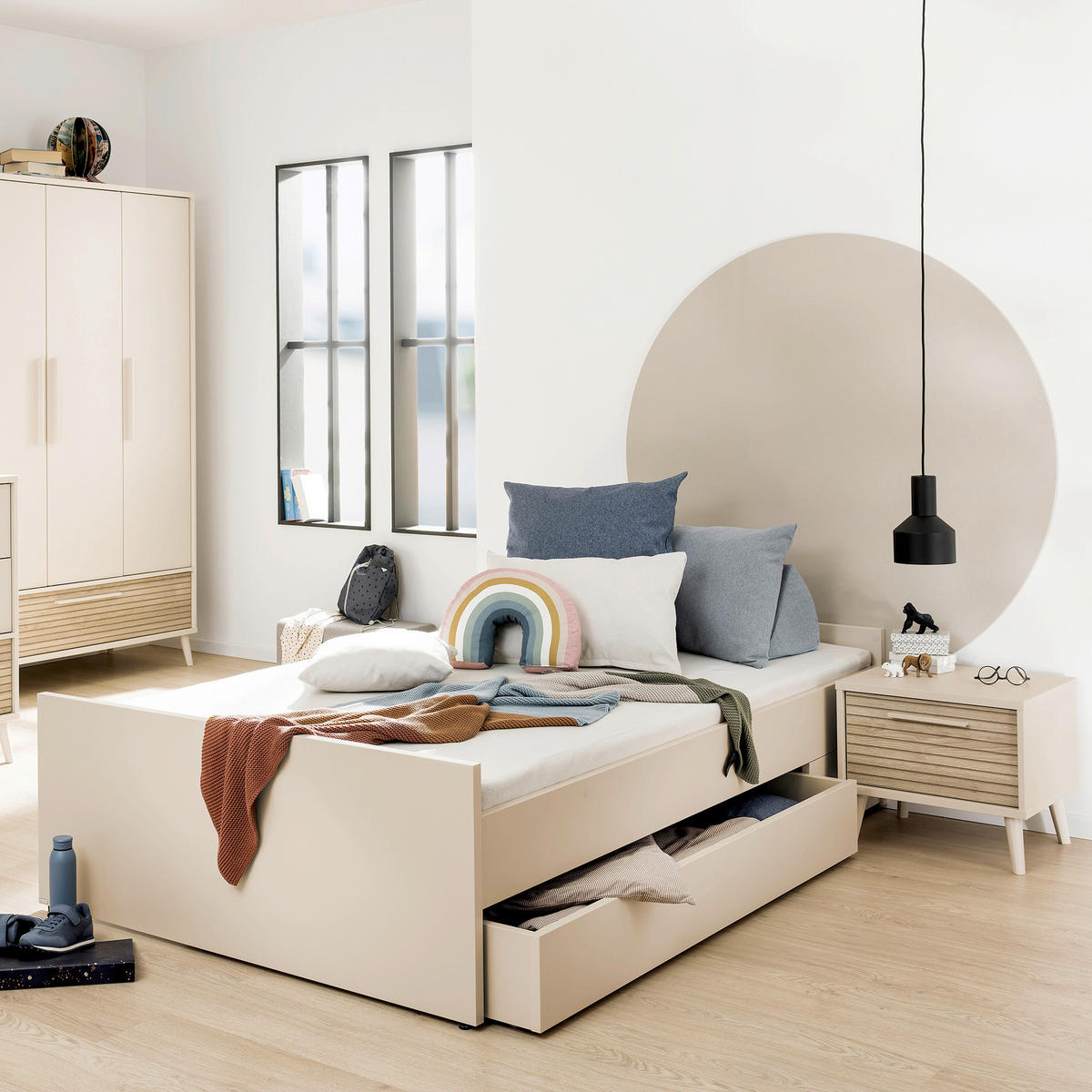 BODENBETT 140/200 cm  in Beige  - Beige/Schwarz, Basics, Holzwerkstoff (140/200cm) - Paidi
