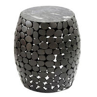 BEISTELLTISCH Schwarz rund  - Schwarz, Design, Stein/Metall (40/46/40cm) - Livetastic