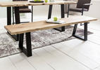 SITZBANK 160/45/40 cm Akaziefarben Akazie massiv Metall  - Schwarz/Akaziefarben, Design, Holz/Metall (160/45/40cm) - MID.YOU