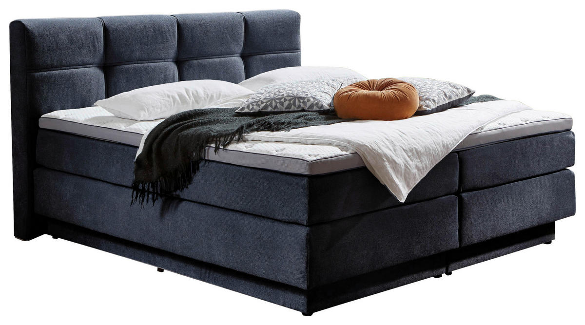 BOXSPRINGBETT 180/200 cm  Blau  - Blau/Schwarz, Konventionell, Kunststoff/Textil (180/200cm) - Carryhome