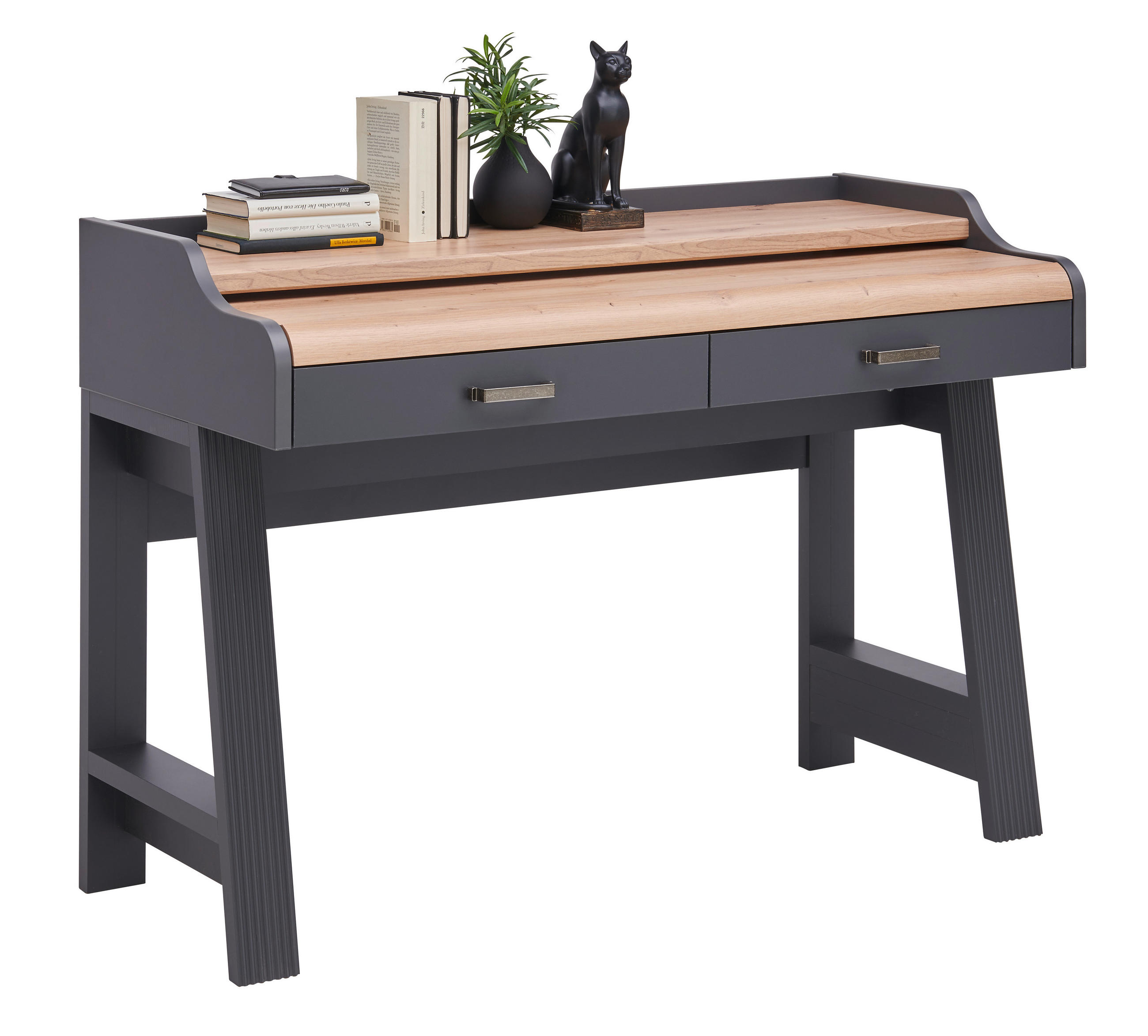 SEKRETÄR 120/53/84 cm ausziehbar  - Graphitfarben/Eiche Artisan, ROMANTIK / LANDHAUS, Holzwerkstoff/Metall (120/53/84cm) - Hom`in