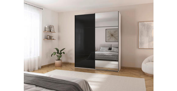 SCHWEBETÜRENSCHRANK 201/223/68 cm 2-türig Schwarz, Weiß - Schwarz/Weiß, KONVENTIONELL, Glas/Holzwerkstoff (201/223/68cm) - Novel