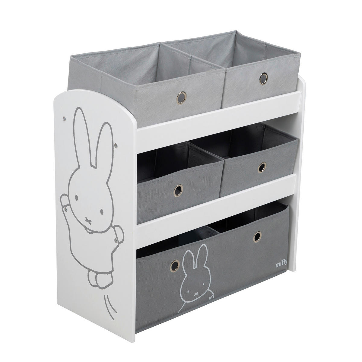 KINDERREGAL Miffy Grau, Weiß  - Weiß/Grau, Basics, Holzwerkstoff/Textil (63,5/67/29,5cm) - Roba