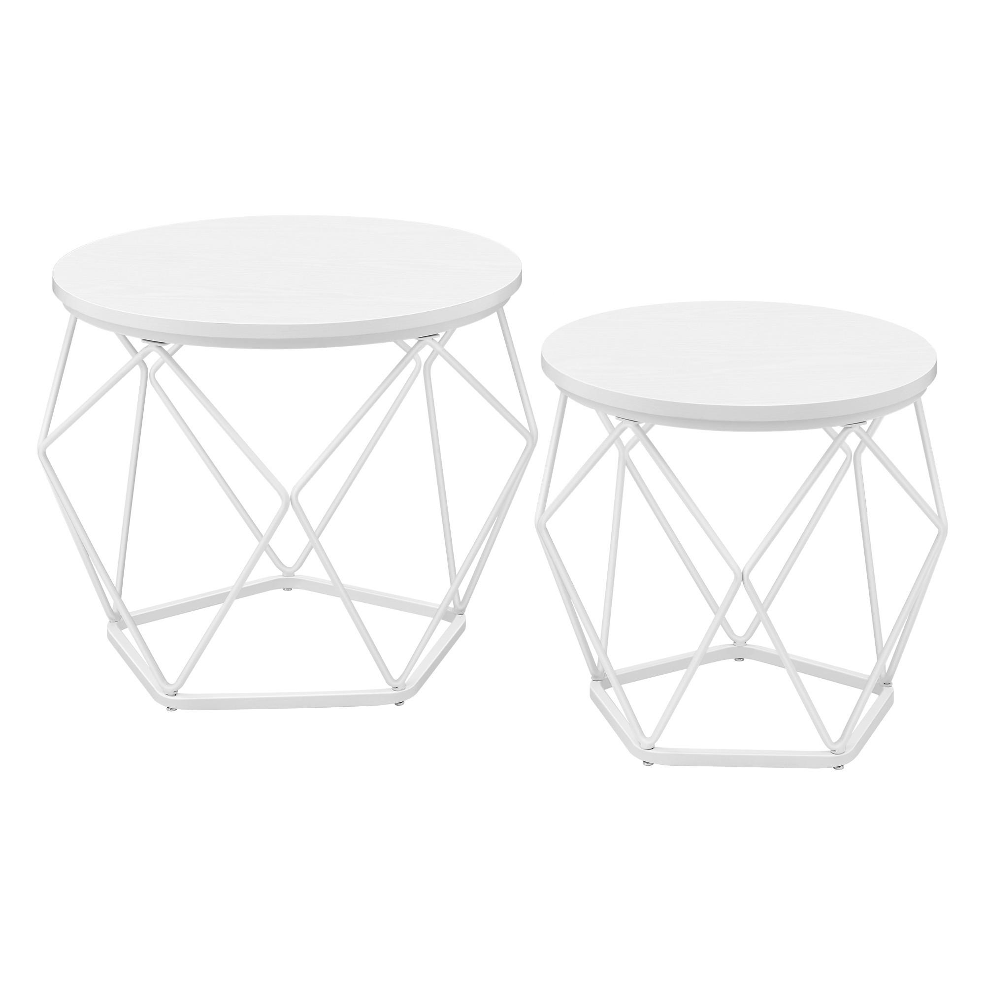 COUCHTISCHSET rund Weiß  - Weiß, Trend, Holzwerkstoff/Metall (48,2/39,2/48,2cm) - MID.YOU