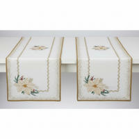 TISCHLÄUFER WHITE ELEGANCE 140/45 cm  - Champagner/Salbeigrün, Basics, Textil (140/45cm) - POZZI AND EASY LIFE
