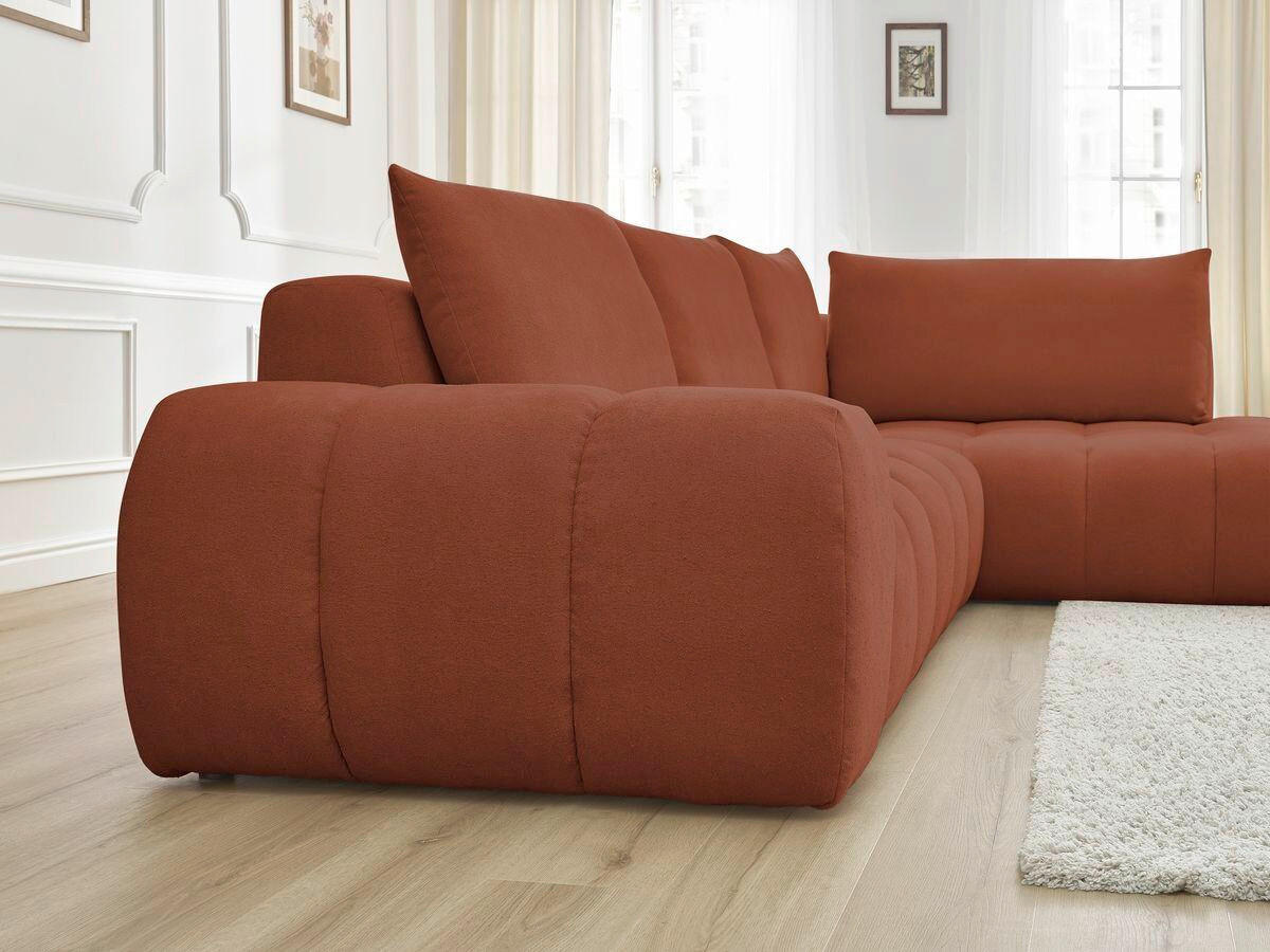 ECKSOFA Ottomane rechts  EVEREST Orange Struktur  - Schwarz/Orange, MODERN, Kunststoff/Textil (352/210cm)