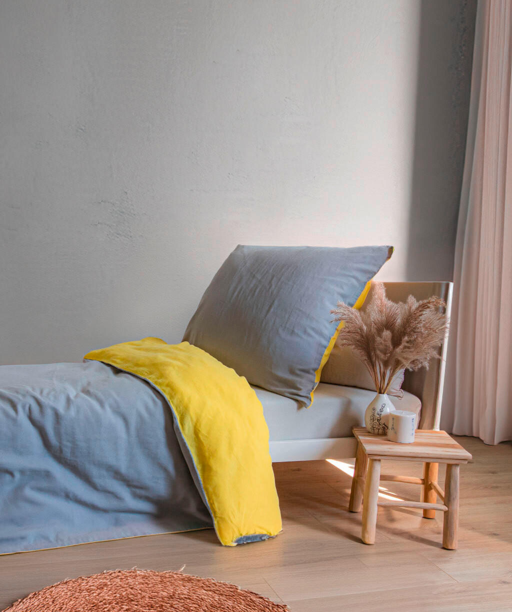 BETTWÄSCHE Provence Wende Leinenoptik 155/200 cm  - Gelb/Grau, Basics, Textil (155/200cm) - Fleuresse