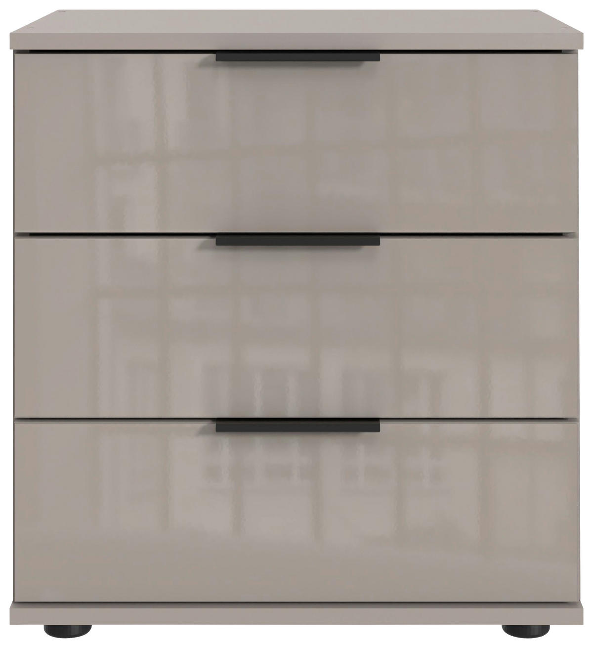 NACHTSCHRANK 52/58/38 cm  - Schwarz/Grau, KONVENTIONELL, Glas/Holzwerkstoff (52/58/38cm) - Boxxx