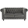 CHESTERFIELD-SOFA Samt Grau, Schwarz  - Schwarz/Grau, Trend, Holz/Textil (165/73/87cm) - Xora