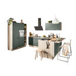ECKKÜCHE XO 15  in Grün, Tannenholzfarben  - Tannenholzfarben/Schwarz, Design, Holzwerkstoff/Metall (150/280/121,6cm) - Xora
