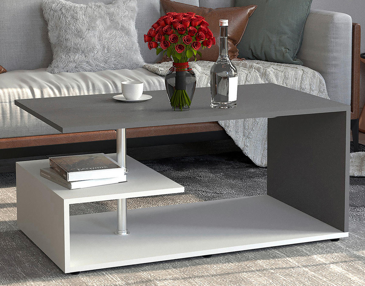 COUCHTISCH in Holzwerkstoff 91/53/42 cm  - Weiss/Anthrazit, Design, Holzwerkstoff/Kunststoff (91/53/42cm) - MID.YOU