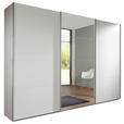 SCHWEBETÜRENSCHRANK  in Weiß  - Alufarben/Weiß, Design, Glas/Holzwerkstoff (270/210/65cm) - Carryhome