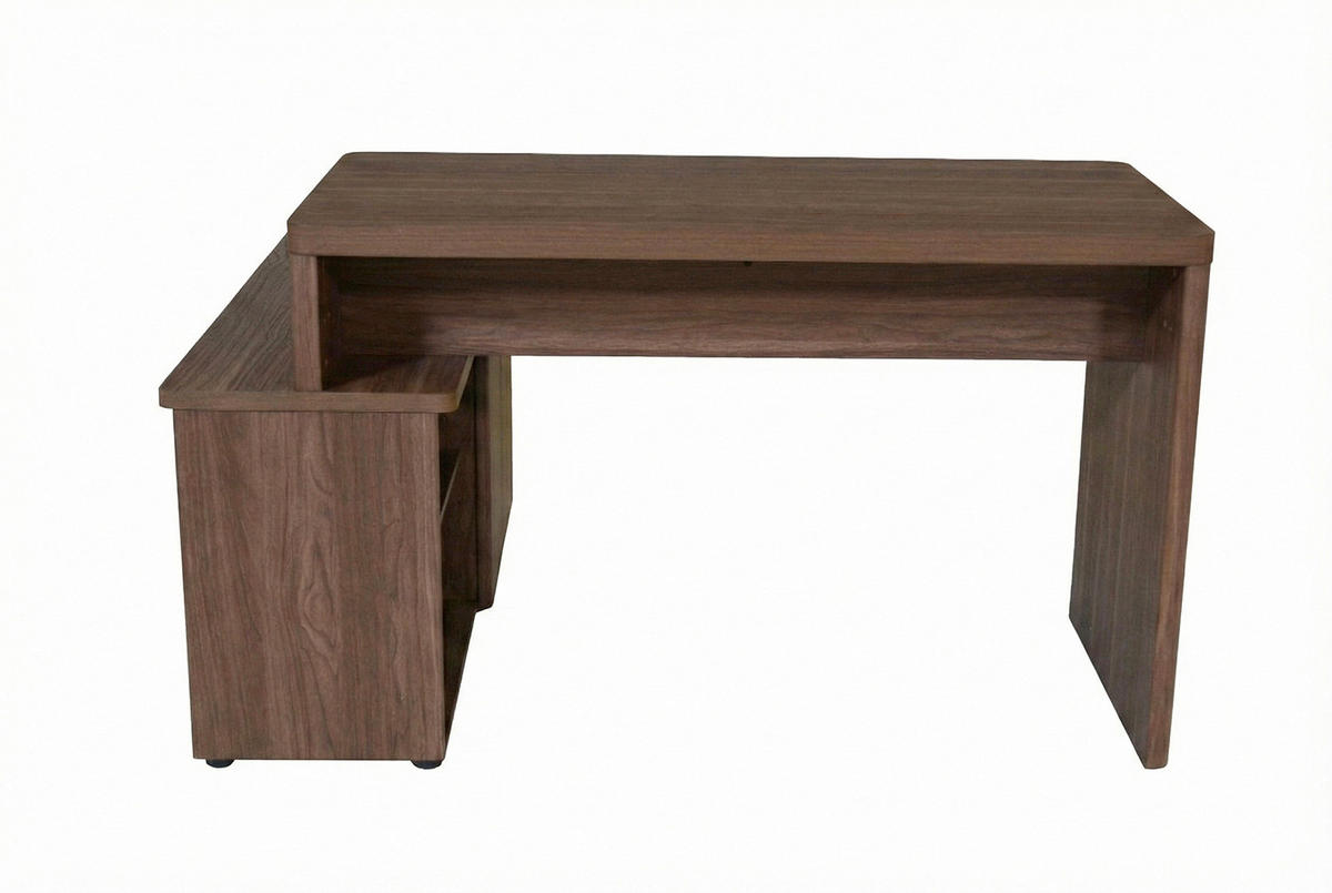 ECKSCHREIBTISCH 140/118/76 cm Walnussfarben Kabeldurchlass, Stauraum, seitenverkehrt montierbar, in verschiedenen Holz-Dekoren erhältlich  - Eichefarben/Walnussfarben, MODERN, Holzwerkstoff (140/118/76cm) - MID.YOU