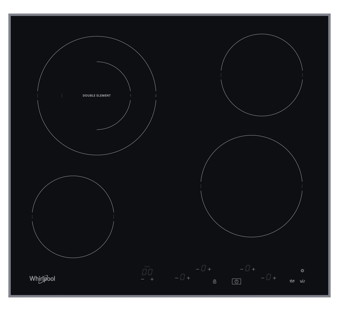 ÜVEGKERÁMIA FŐZŐLAP - fekete, Üveg (59cm) - Whirlpool