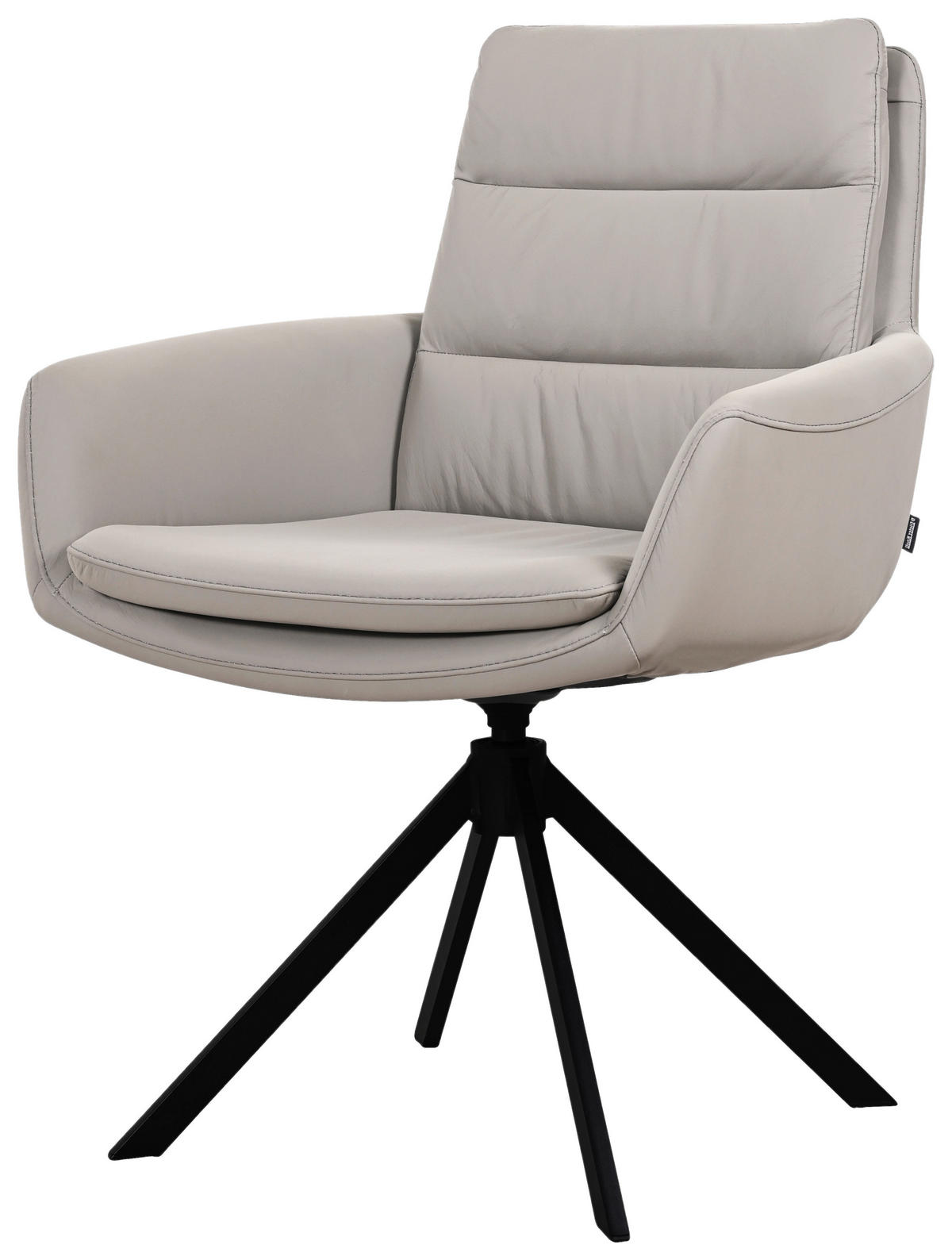 ARMLEHNSTUHL  Sitzfläche 360° drehbar, automatische Rückholfunktion  Echtleder  Taupe  - Taupe/Schwarz, Design, Leder/Metall (62,5/86,5/66,5cm) - Dieter Knoll